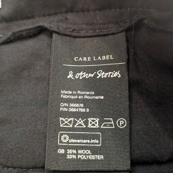 & Other Stories Black Trousers Wide Mwt Straight High Waisted dress Pants Size 2 - Picture 6 of 9